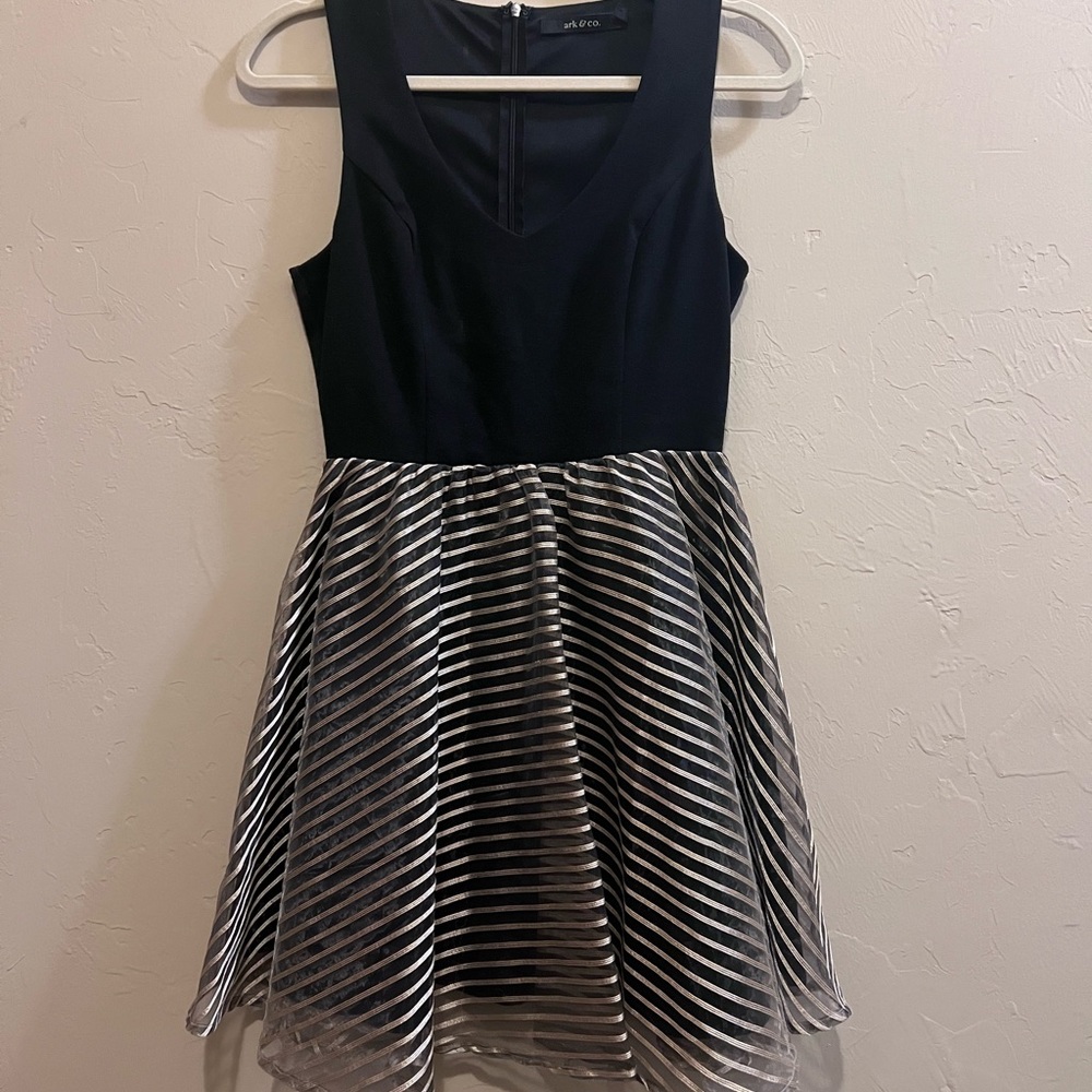 Ark & Co black and gold skater fit dress